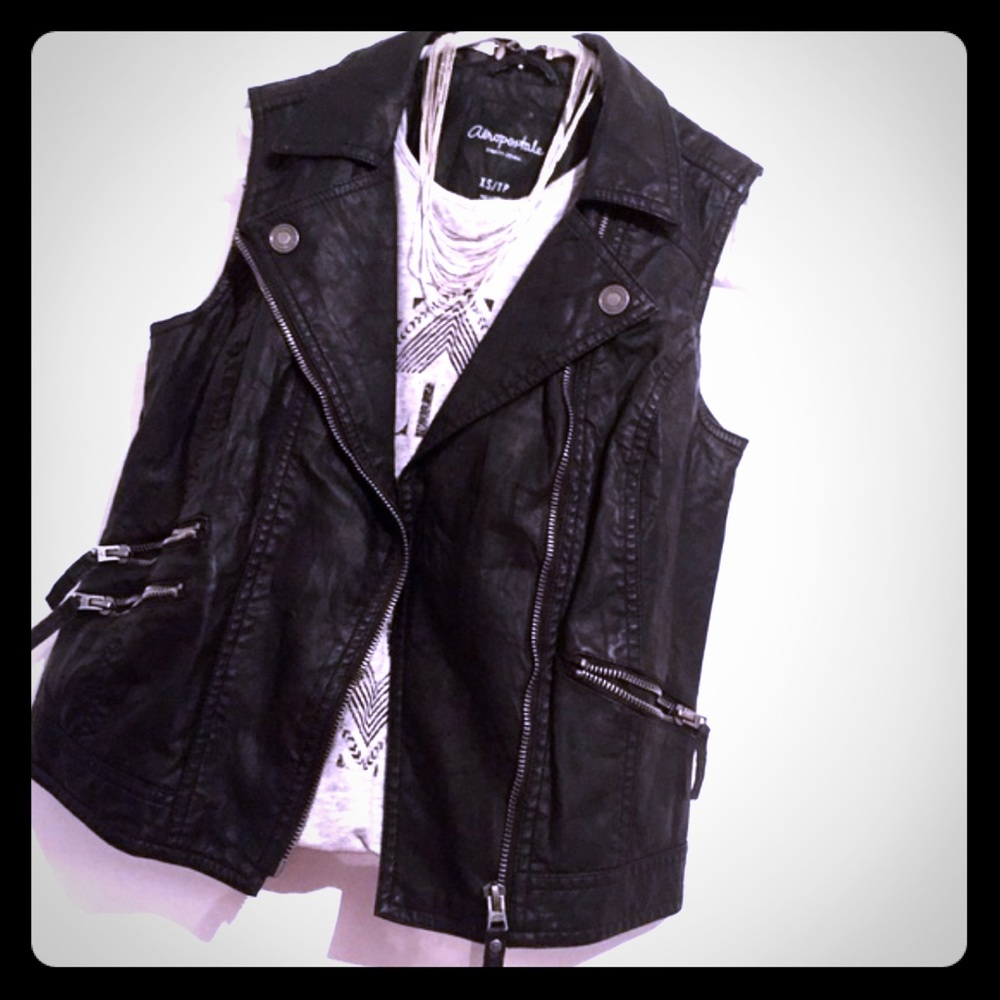 aeropostale fake leather vest