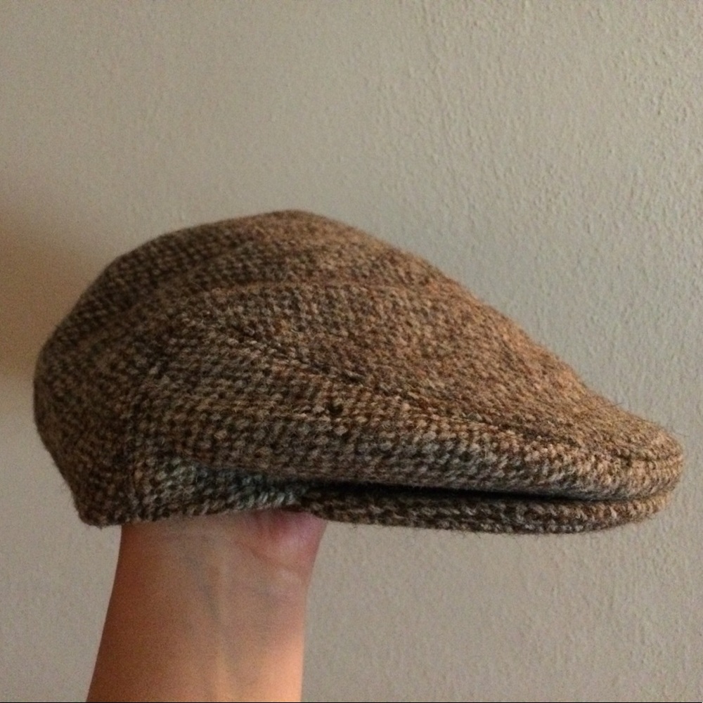 Vintage Harris Tweed flat hat/ Newsboy cap