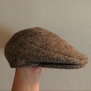 Vintage Harris Tweed flat hat/ Newsboy cap