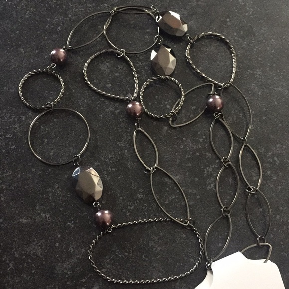 Long Metallic Fashion Necklace - Picture 2 of 4