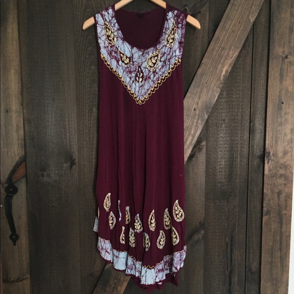 Tie dye embroidered flowy sundress
