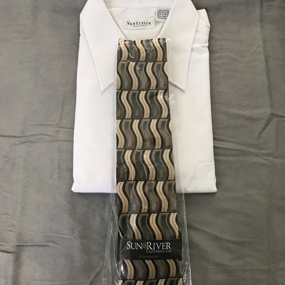 Green Beige and Brown Swirly Wavy Tie