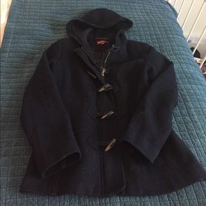Navy hooded short peacoat! Size M!
