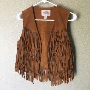 100% leather fringe vest
