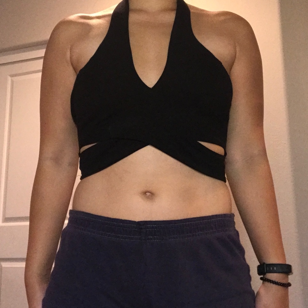 Black Deep-V Crop Top