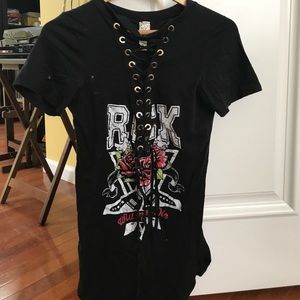 Rock Tee with Exposed Cleavage