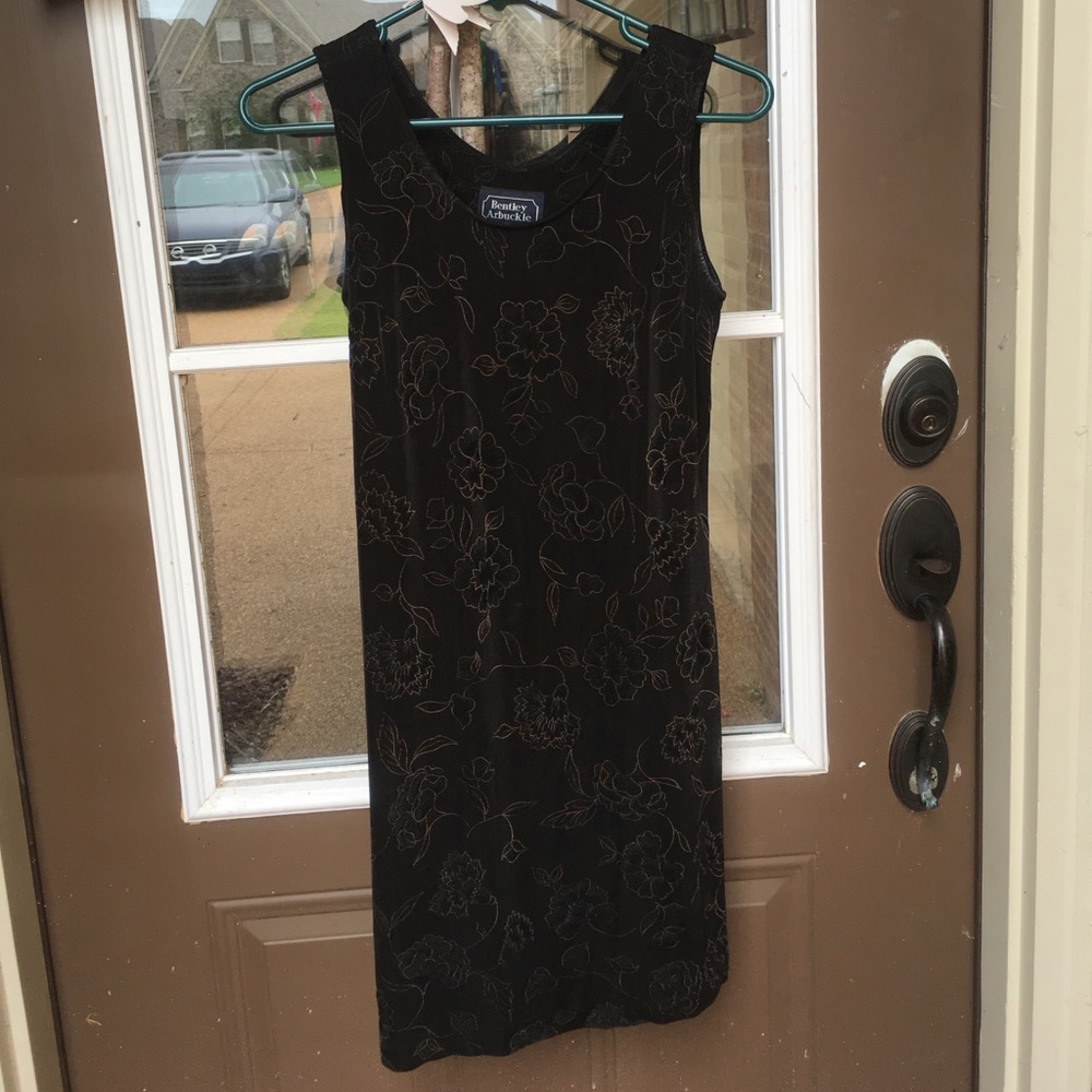 Bentley Arbuckle Black Gold and Blue Floral Dress