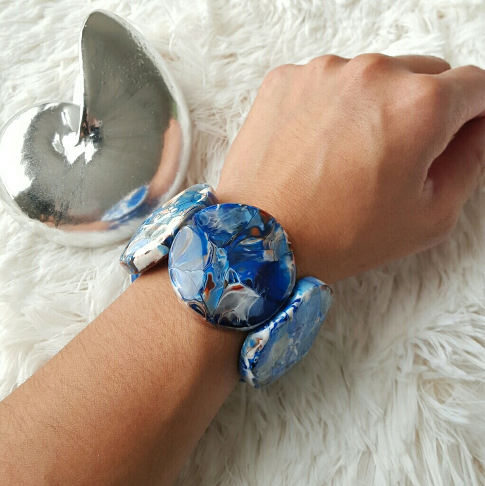 🔖SALE! Marble paint large bead bangle elastic