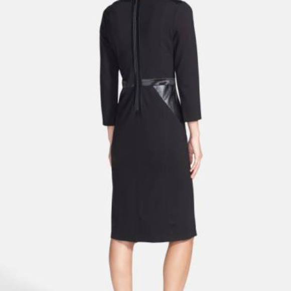 NWT, NYDJ mixed media faux leather trim dress - Picture 3 of 3