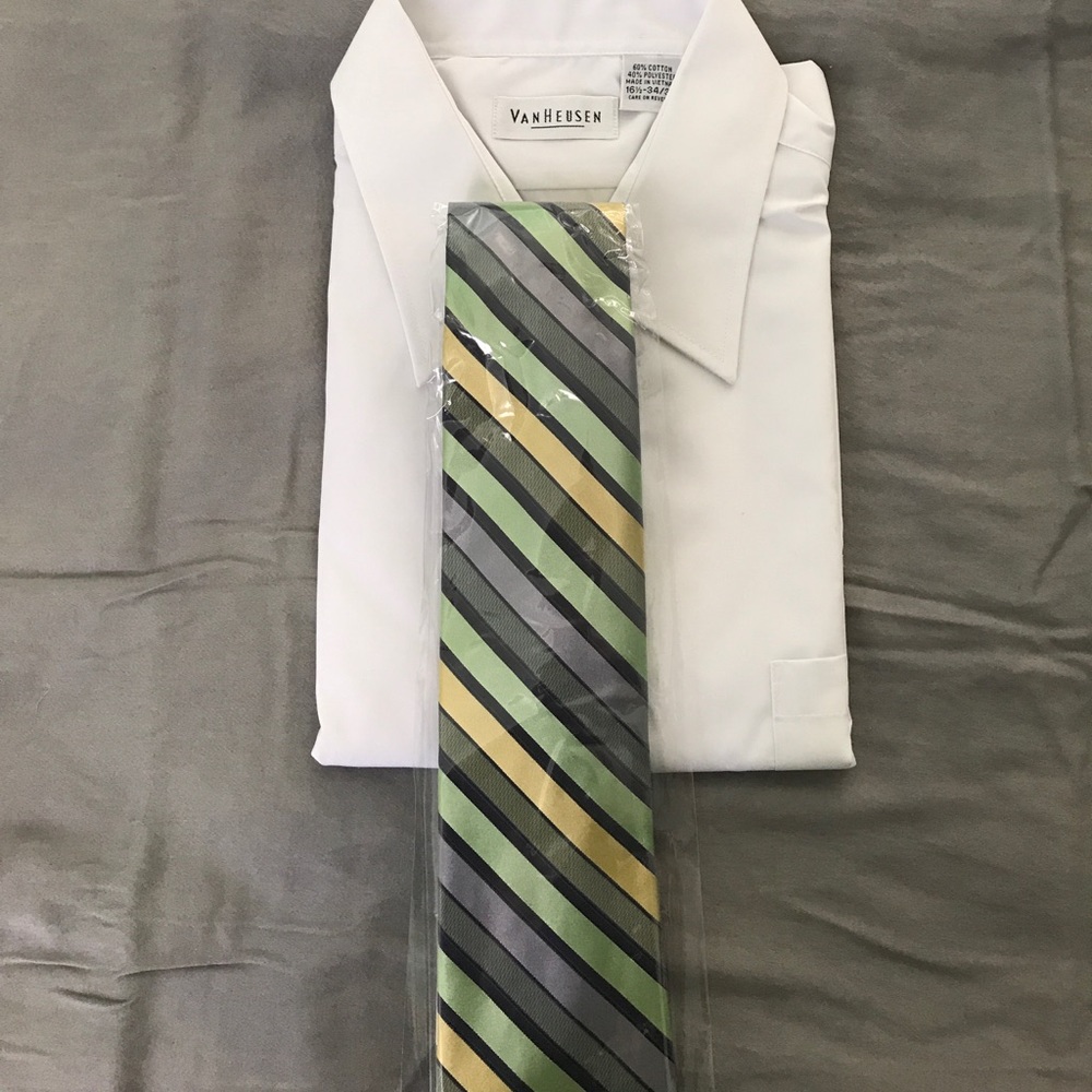 Green Yellow and Grey Striped Tie