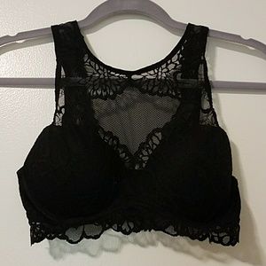 Black High Neck Lace Bralette