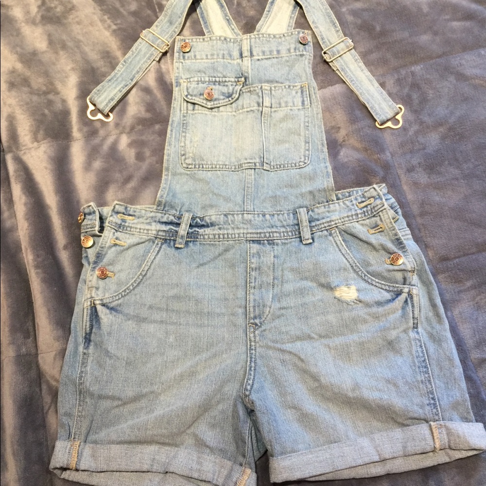 Denim shorts overall.