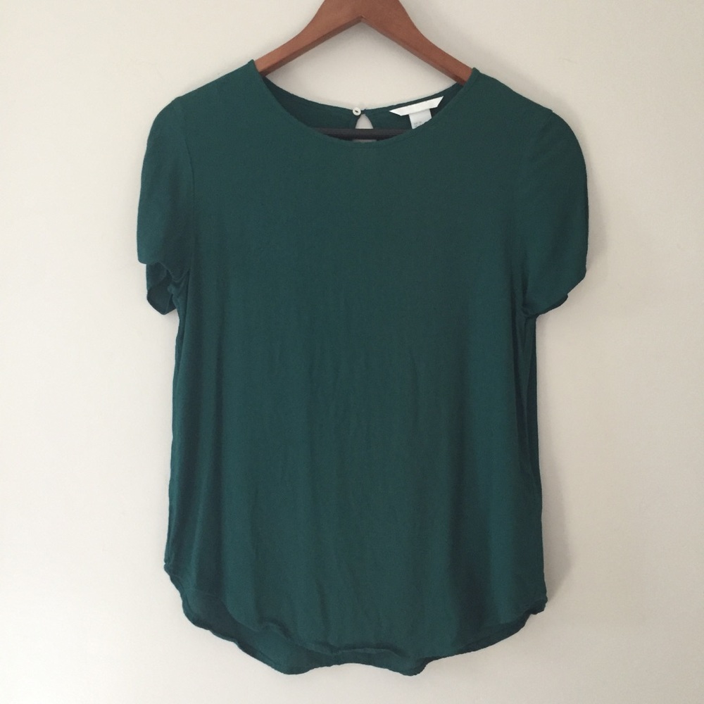 NWOT H&M Deep Green Keyhole Top