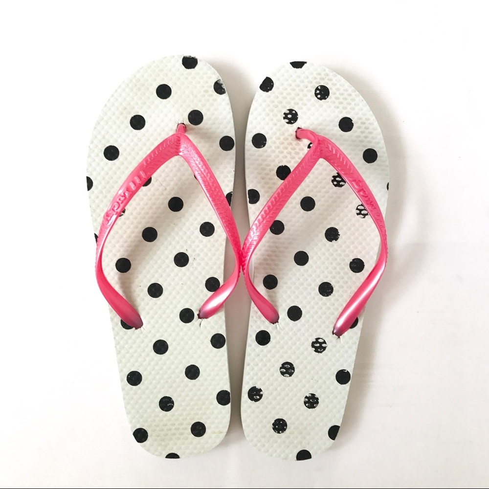Polka dot flip flops