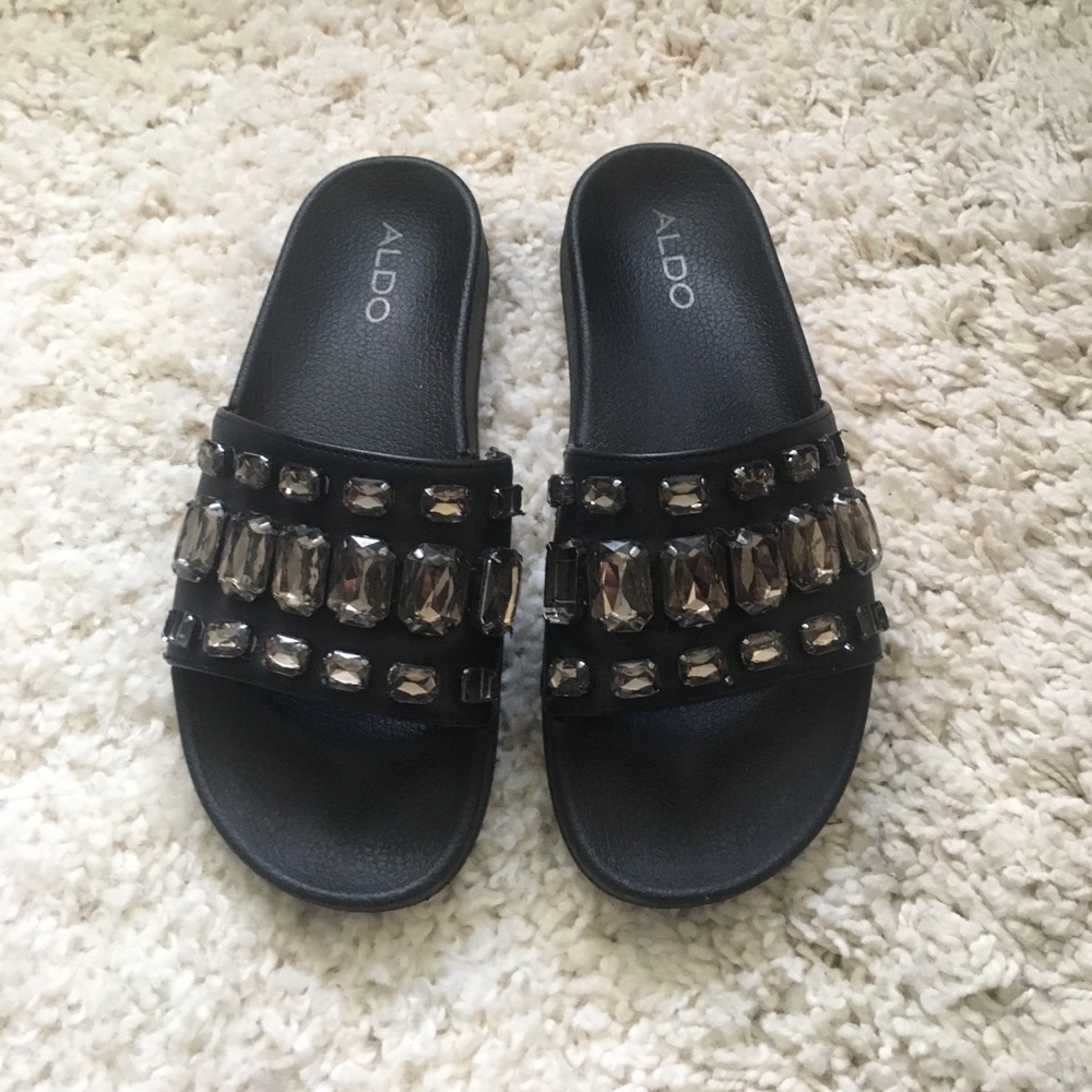 ALDO slip on jeweled sandals