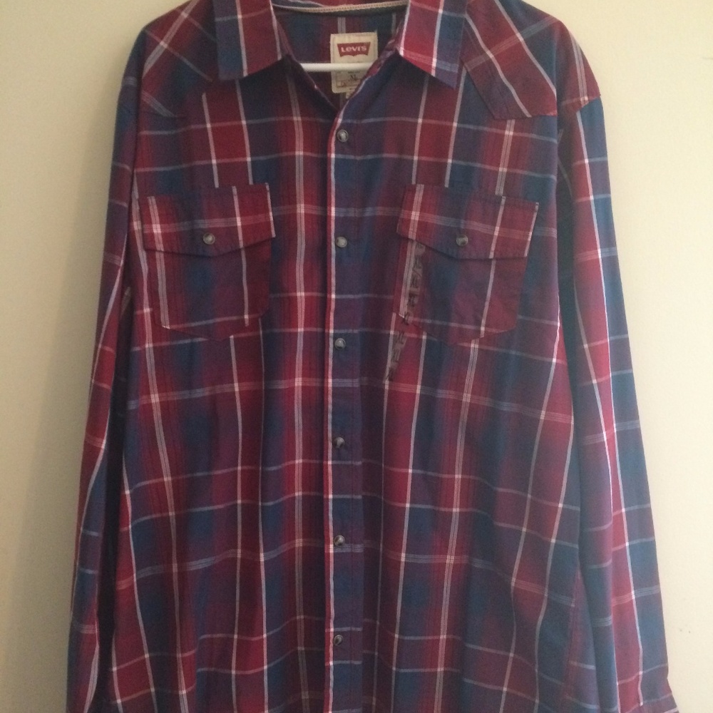 Levi's Red & Blue Plaid Button Up - Size XL - NEW!
