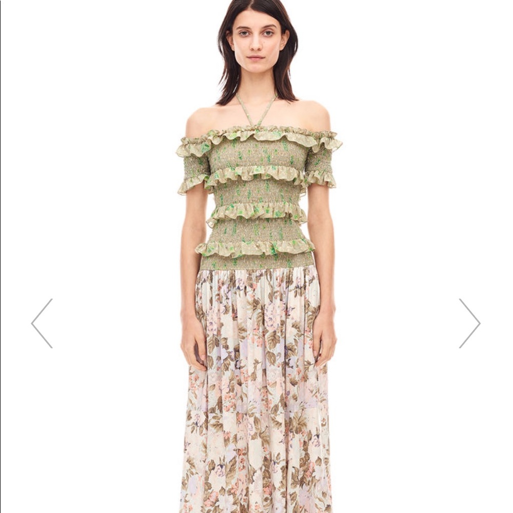 Rebecca Taylor Off Shoulder Print Dress
