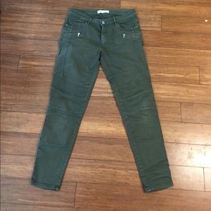Zara Olive Skinny Moto Pants