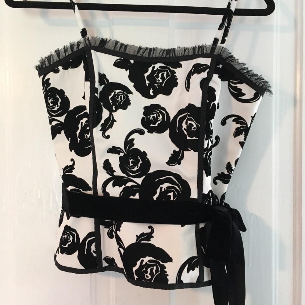 WHBM black and white floral corset