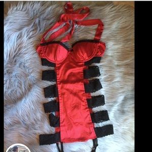 sexy red & black lingerie one piece