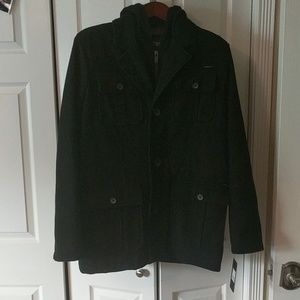 Guess Wool Blended Hooded Coat