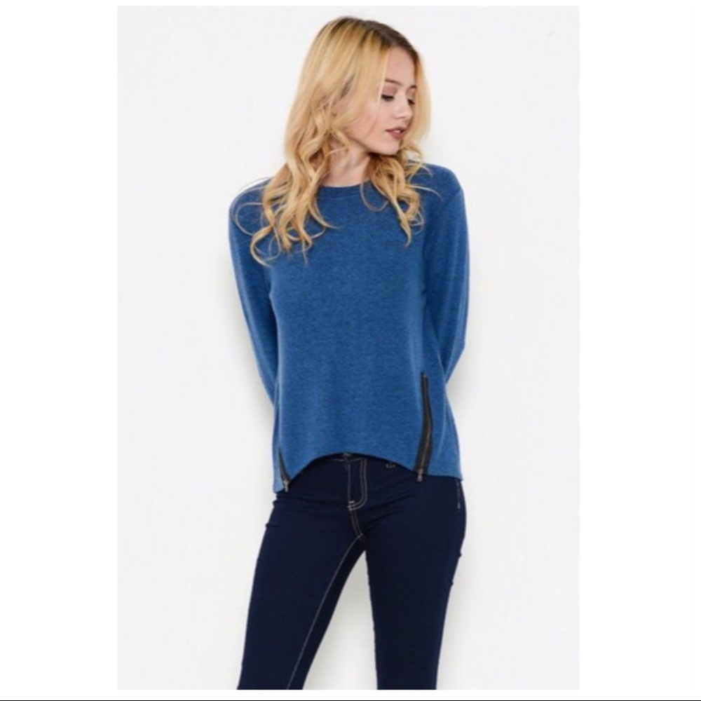 Indigo Zipper Sweater - Picture 1 of 5