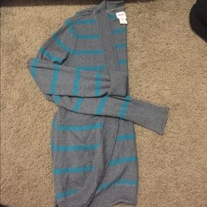 blue & grey cardigan