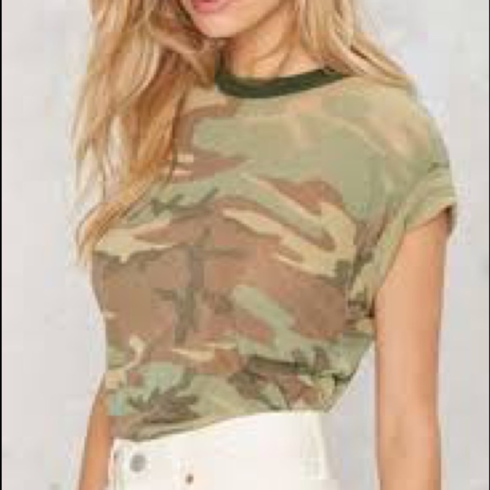 Nastygal vintage camo tee