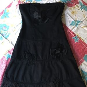 Anthropology Odille Black Cotton Strapless A-line