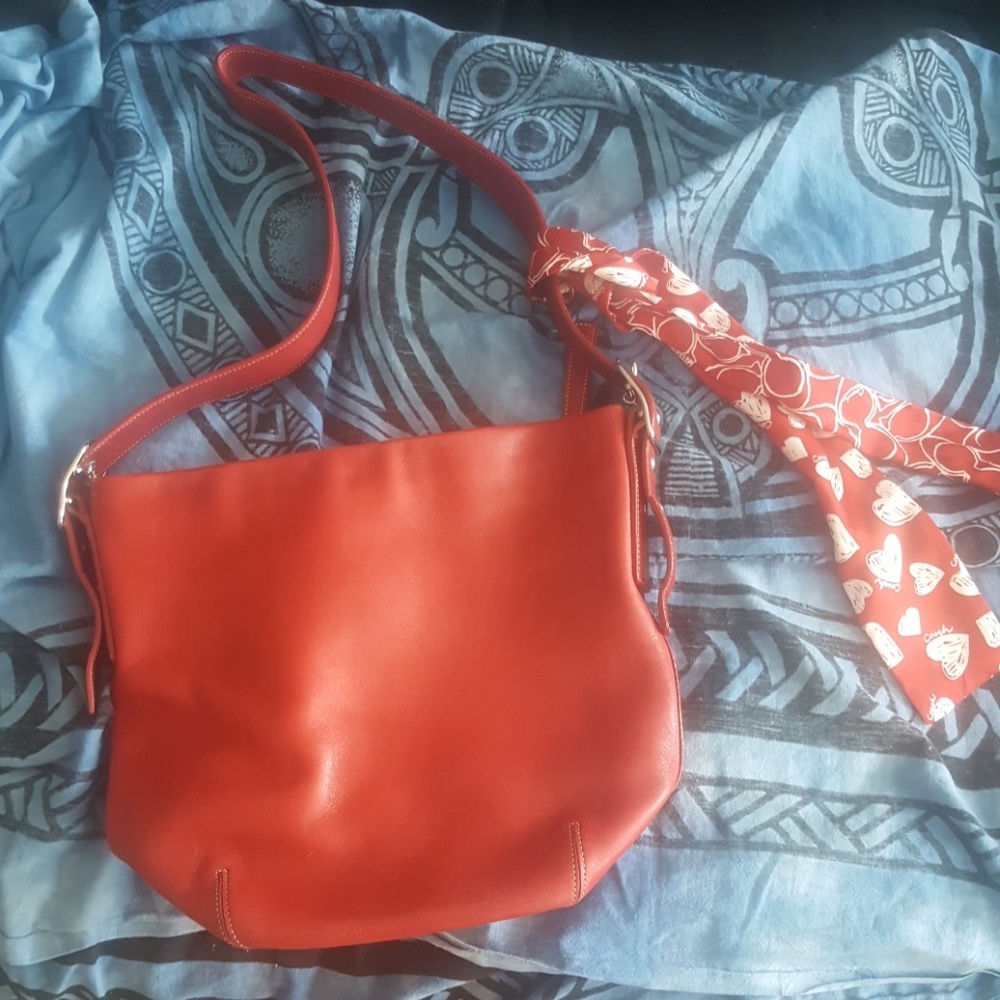 Red leather coach purse