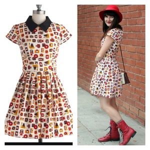 Modcloth Collared Dress with Camera Print