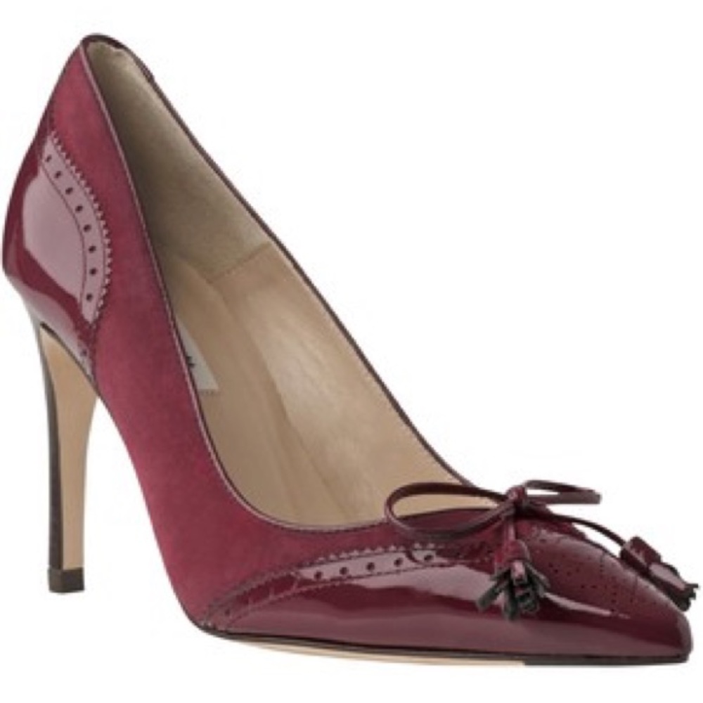 Denna Suede Patent Brogue Trim Court Shoes