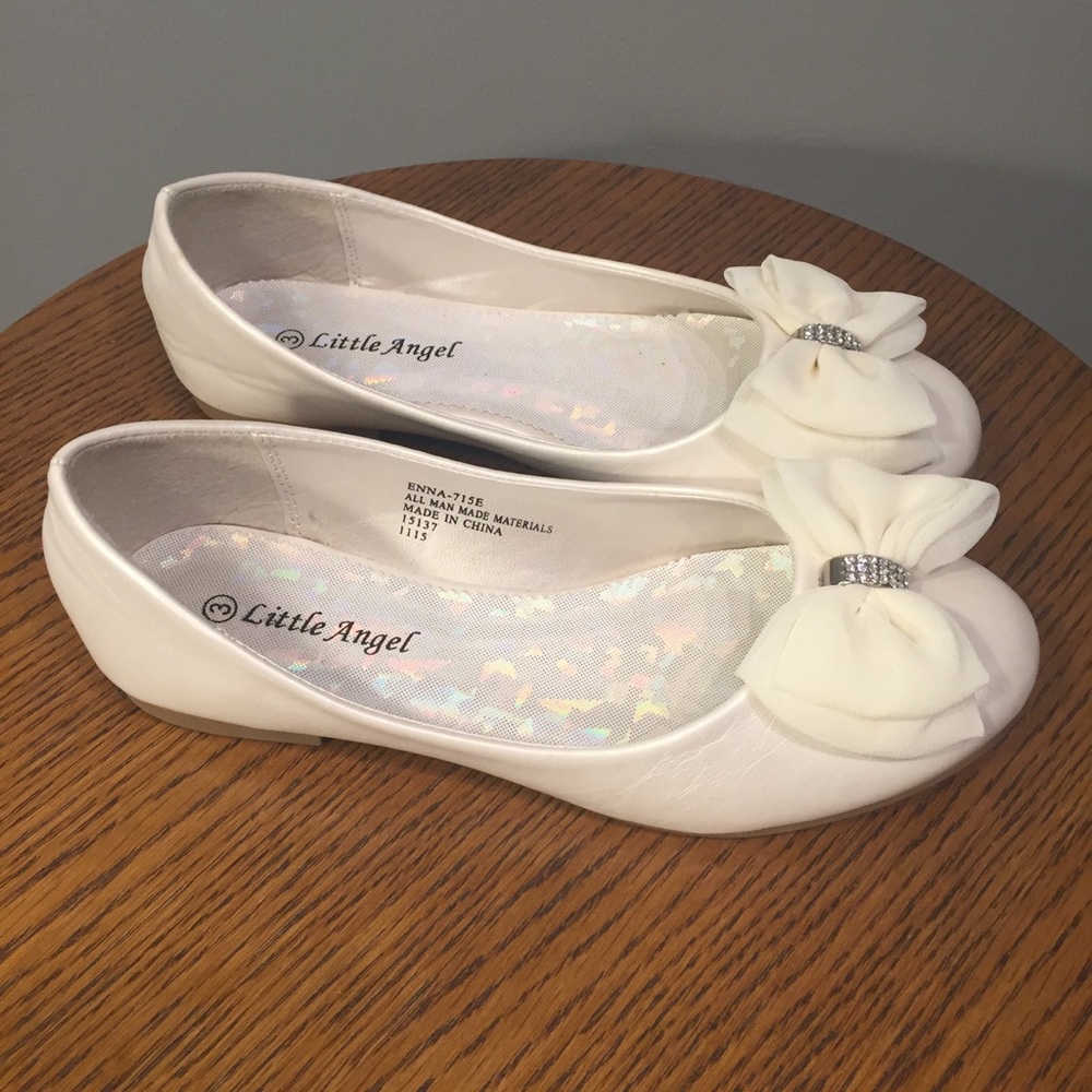 Little Angel cream ballet flats size 3 bow Easter