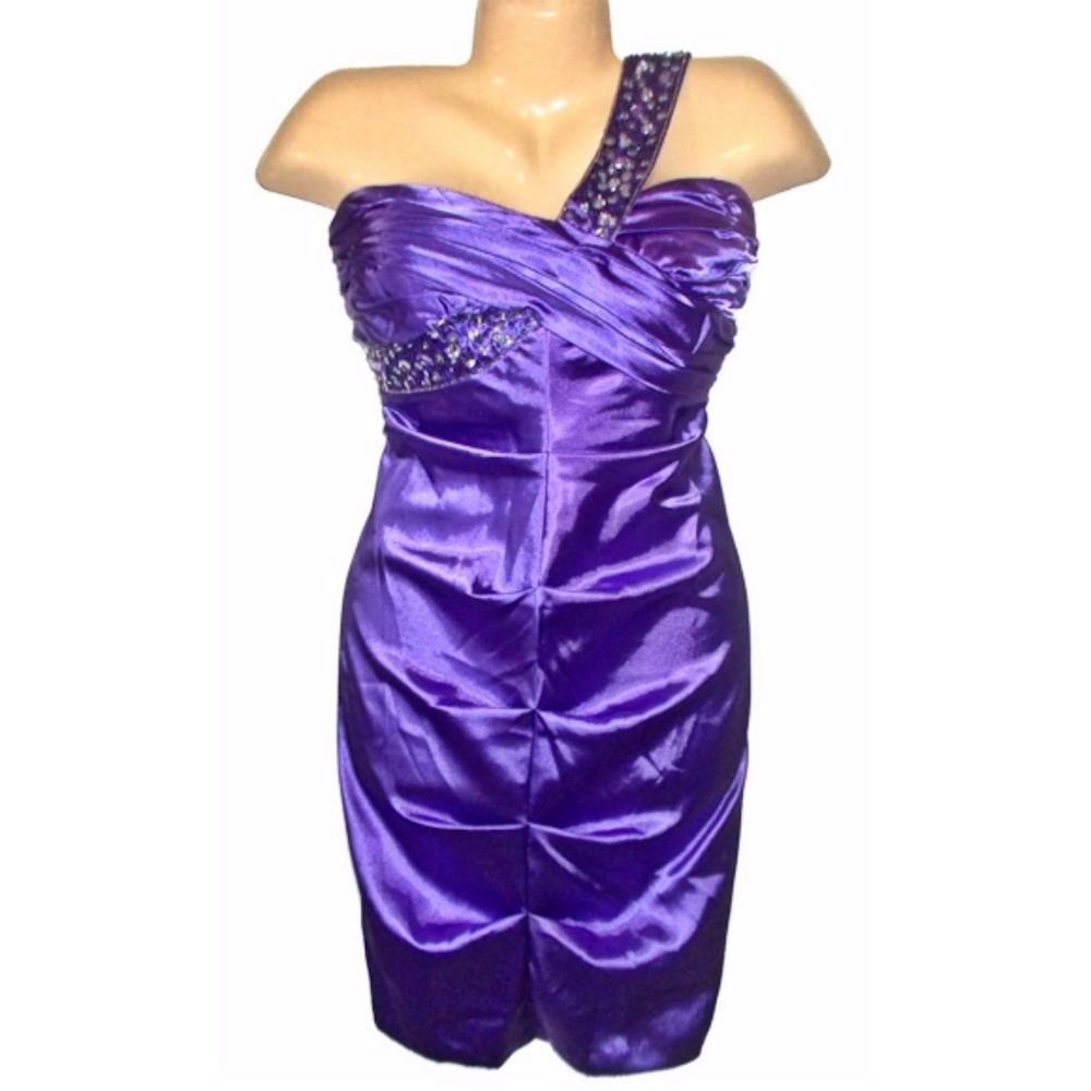NWT Jeweled One Shoulder Formal Dress 14
