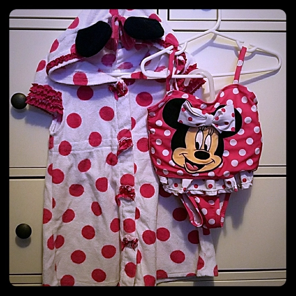 Girls Minnie Mouse cover up and matching bikini