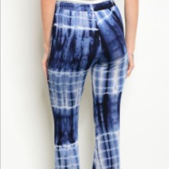 Blue tie dyed palazzo pants. Stretcy TTS. - Picture 3 of 3