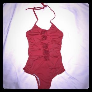 Red one piece swimsuit