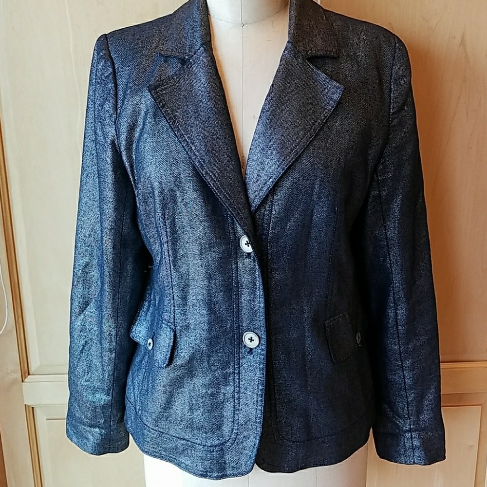 Dialogue metallic linen cotton blazer