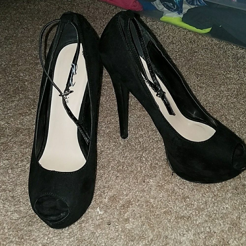 Black Velvet platform 4 inch heels