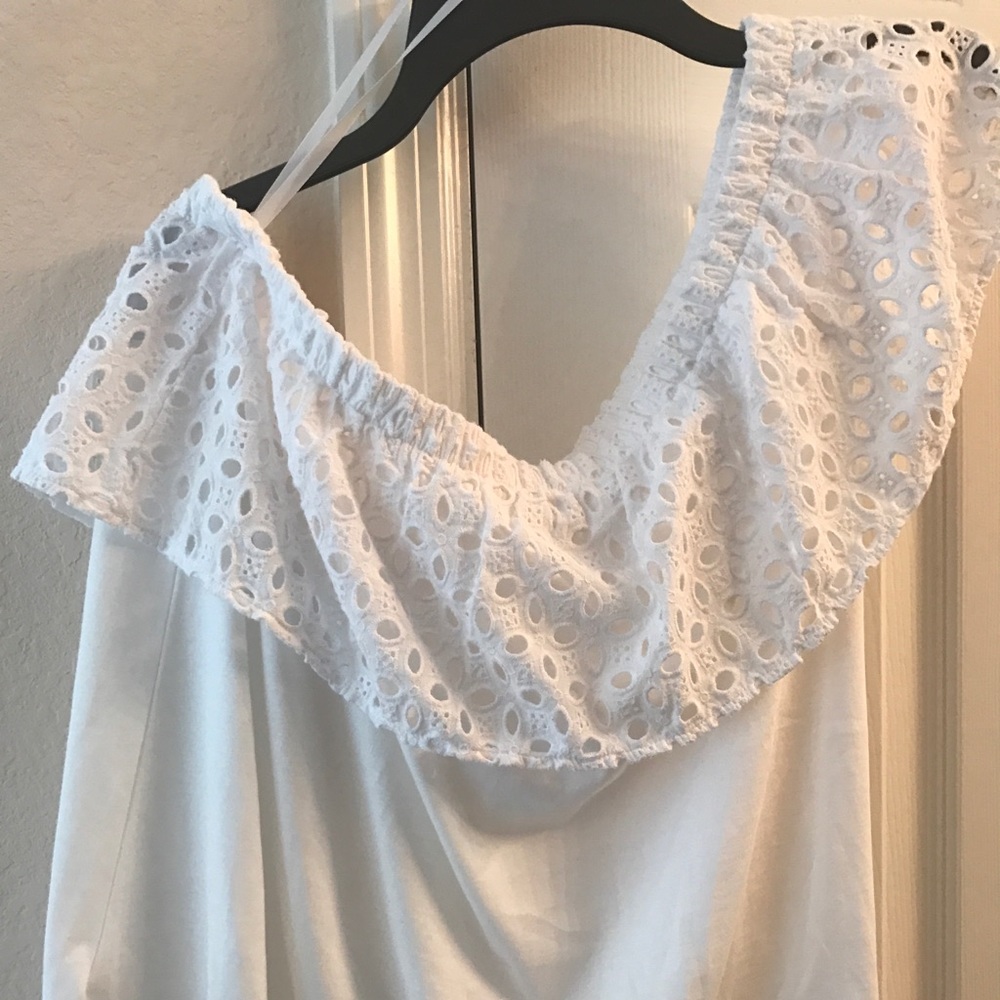 NWOT Eyelet one sleeve Top