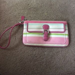Striped Coach Wristlet 👛