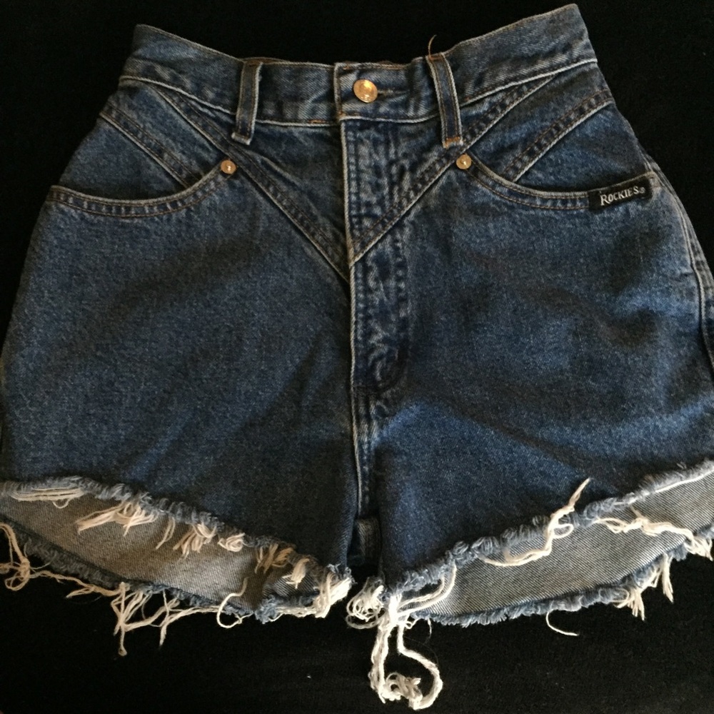 Vintage denim high waisted cut off shorts