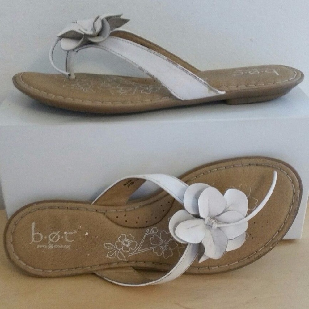 Kids Girls White Flower Flip Flops Thong Sandals