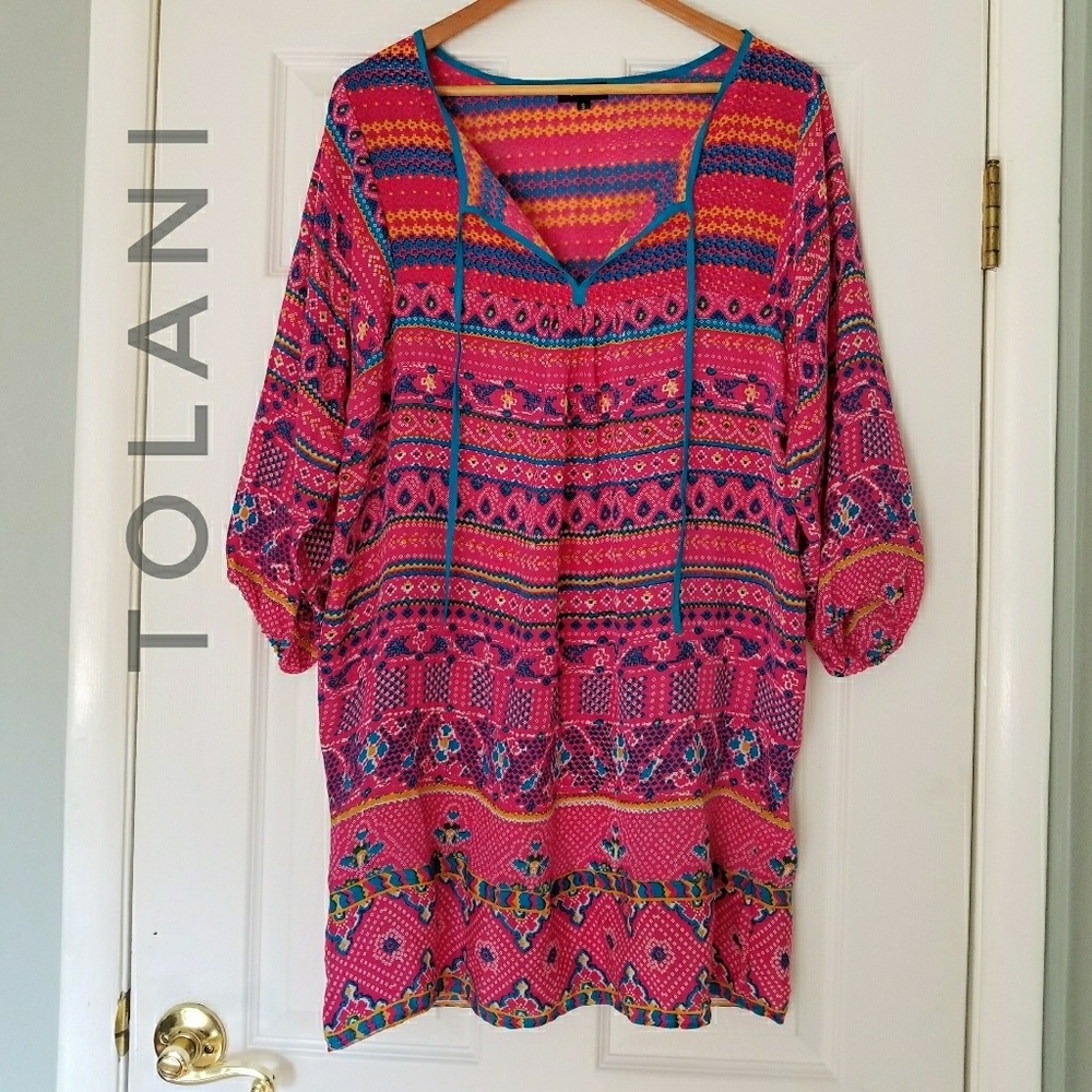 TOLANI pretty pink silk tunic dress