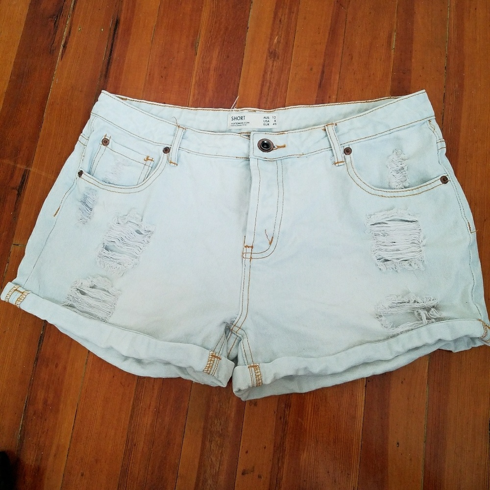 cotton on high waisted distressed shorts