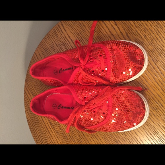 red sequin tennis shoes