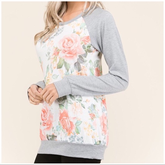 LAST ONE!! Floral Knit Raglan Sleeve Top - Picture 3 of 5