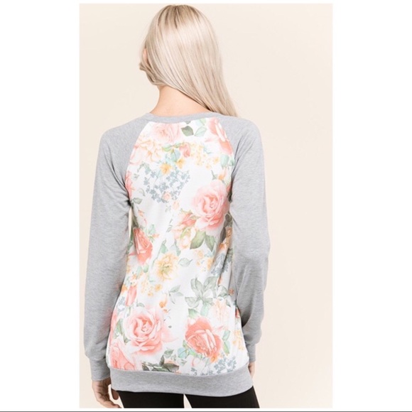 LAST ONE!! Floral Knit Raglan Sleeve Top - Picture 4 of 5