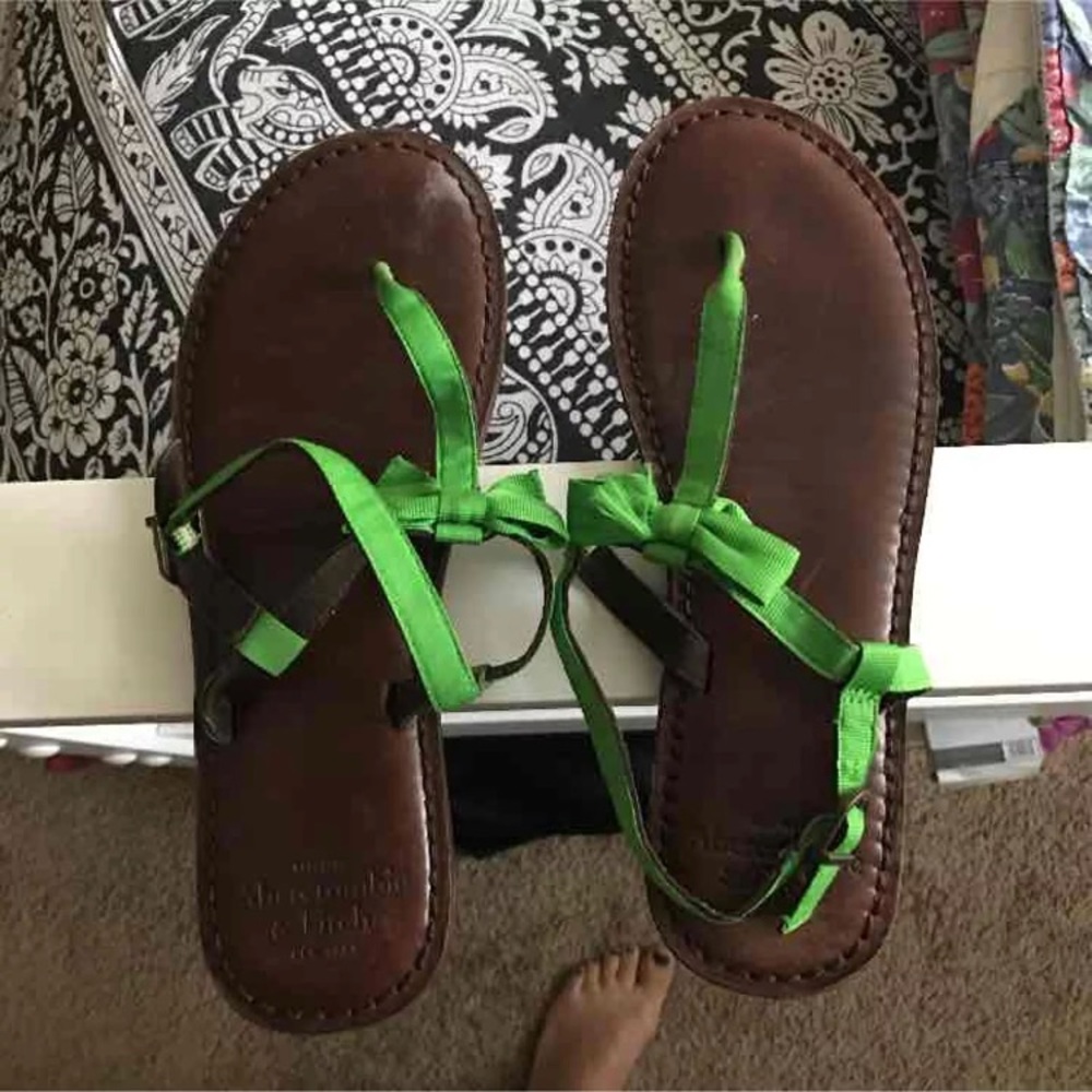 Green Abercrombie leather sandals