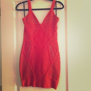 red body-con dress